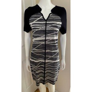 Misook Black and White Knit Sheath Dress sz Small / Medium